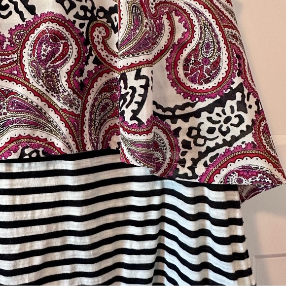 L Meadow Rue tank top with paisley and black and white stripes - Picture 2 of 7